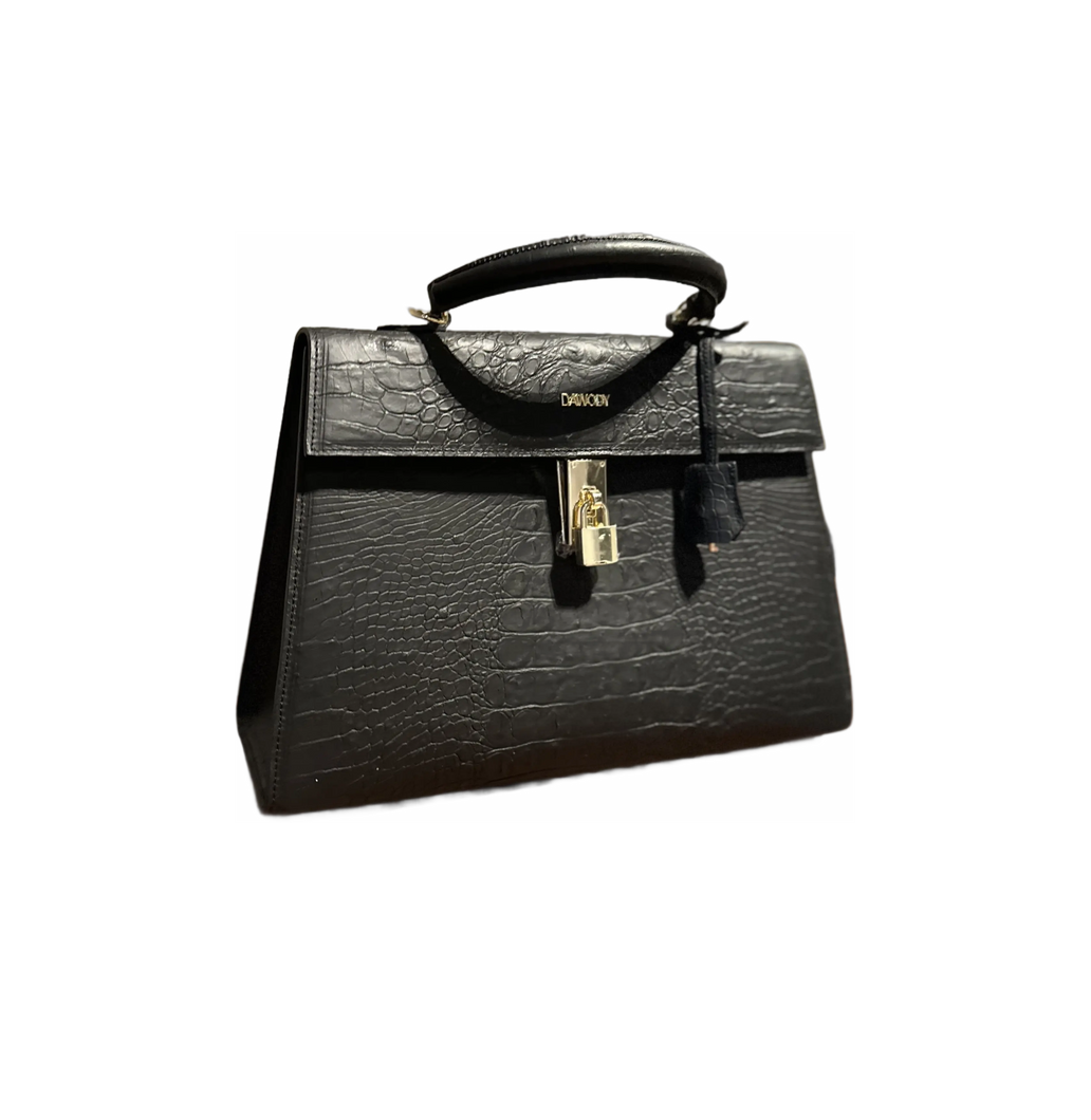 DAWODY Luxury bag made from Mango Leather Cayman Black UNIQUE 1 IN THE WORLD. - dawody-science-fashion