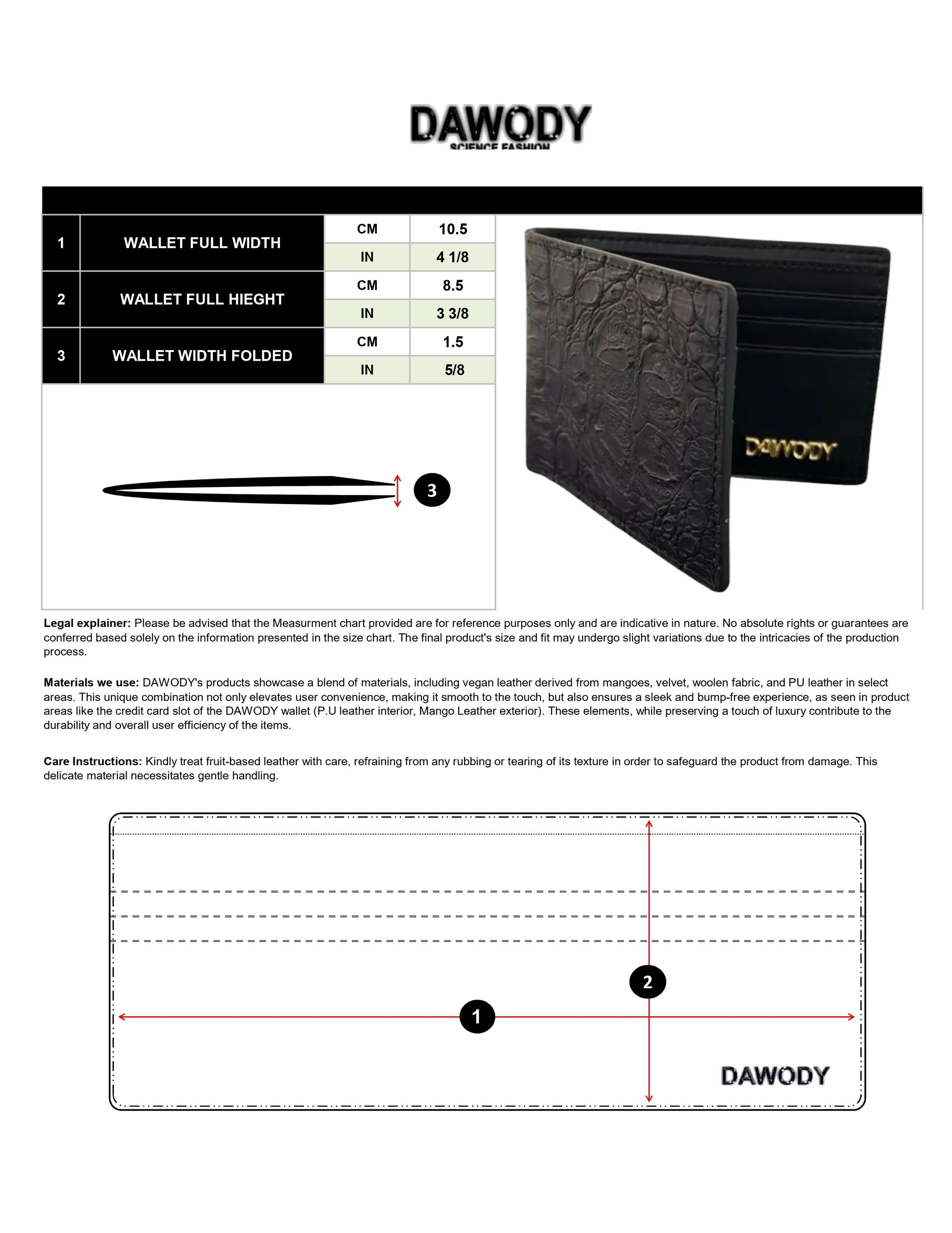 DAWODY Purse made from Mango Leather Cayman Black UNIQUE PRODUCT 1 In the world - dawody-science-fashion